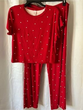 Auden Women's Pointelle Short Sleeve Shirt and Pants Pajama Set